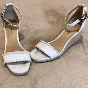 Lucky Brand Menika 2 White‎ Wedge Canvas Espadrille Sandals, SZ US 10/UK 8/EU 41